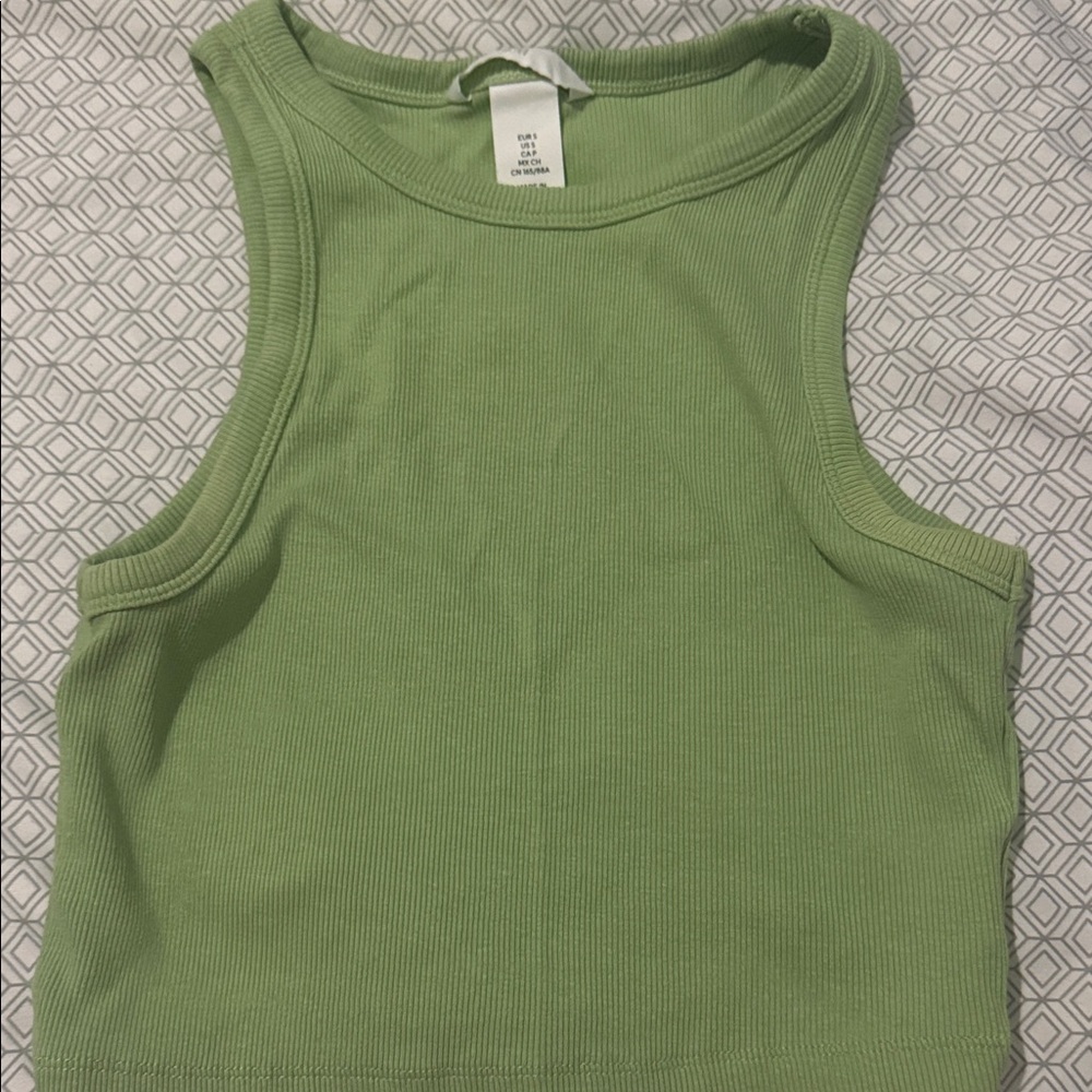 H&M Light Green Ribbed Top